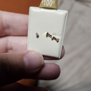 Gold Cubic Zirconia Cartilage Stud Earring - Yellow Gold